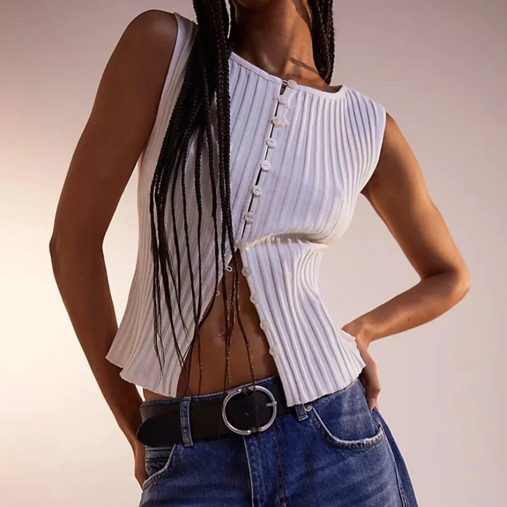 Free People Ribbed Button-Down Top - Picture 5 of 8